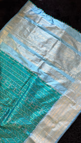 Blue Ikkat Kanchi Pure Silk Handloom