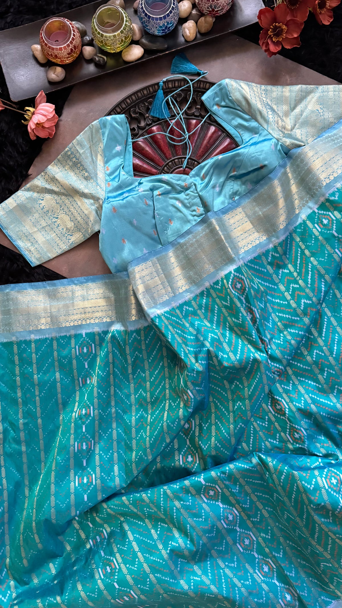 Blue Ikkat Kanchi Pure Silk Handloom