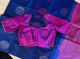 Royal Blue Magenta Kanchi Soft SIlk borderless