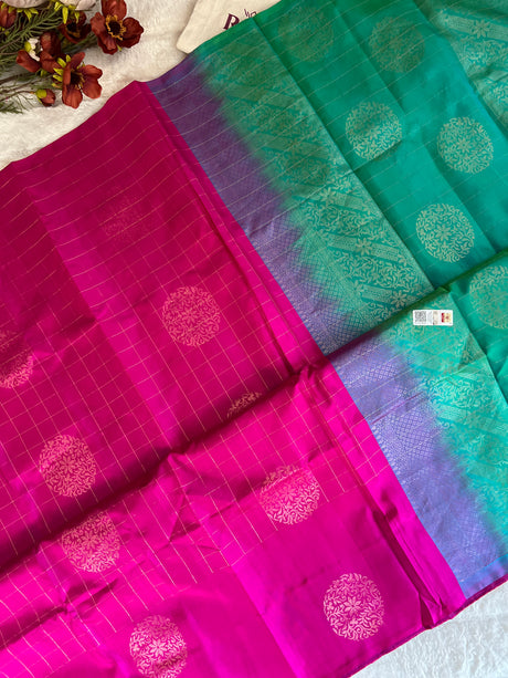 Pink Aquamarine Kanchi Soft SIlk borderless