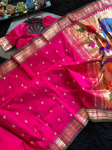 Fuscia Pink Yeola Paithani Narali Border Handloom Pure Silk