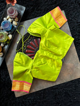 Parrot Green Yeola Paithani Narali Border Handloom Pure Silk