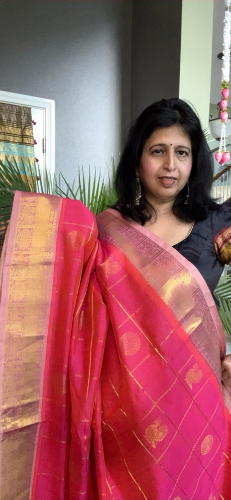 Pink Orange Dual Shade Kanchi Seco