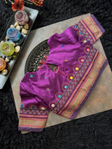 Parrot Green Purple Lambani Pure Silk