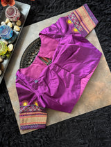 Parrot Green Purple Lambani Pure Silk