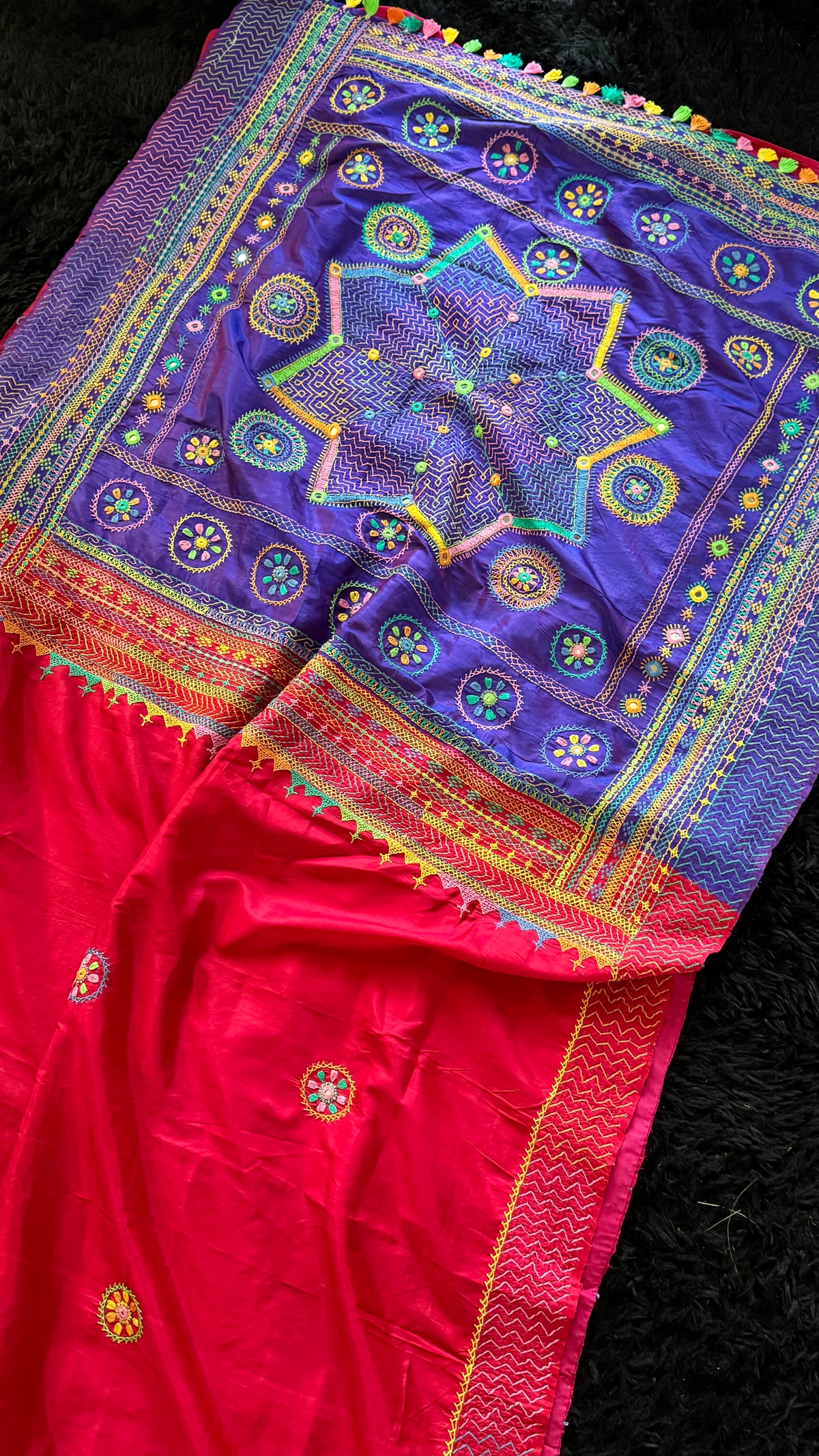 Red Purple Lambani Pure Silk