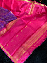Rani Purple Half Checks Korvai Kanchipuram Pure Silk