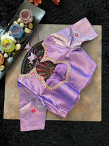 Pastel Salmon Lavender Meenakari Kanchi Gadwal Pure Silk