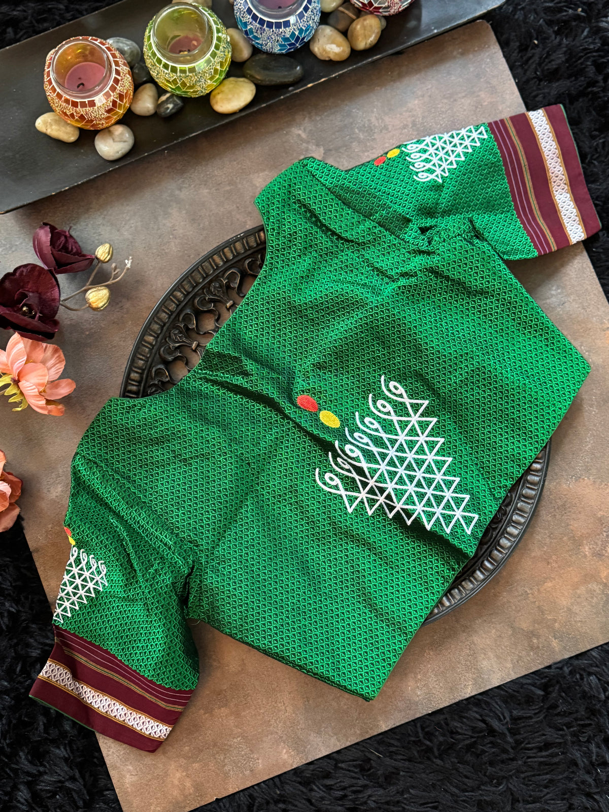 Green Khun embroidered Blouse 36