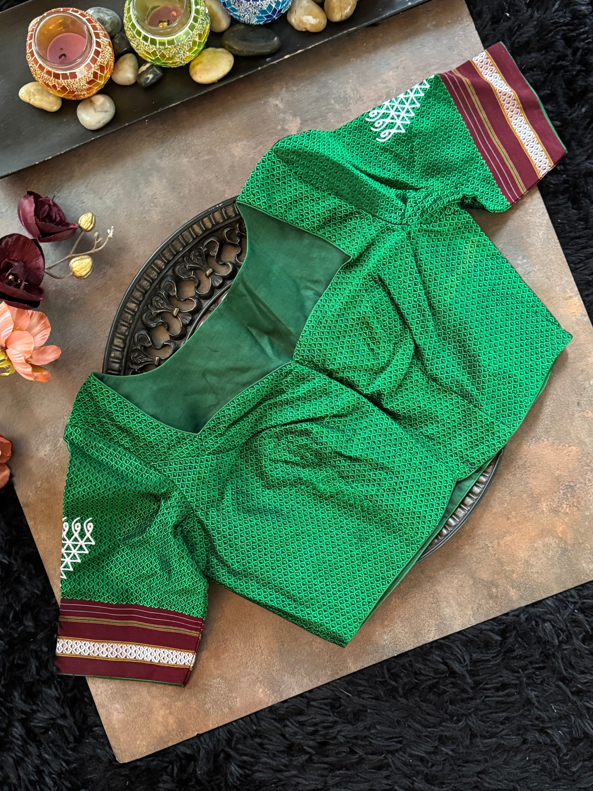 Green Khun embroidered Blouse 36