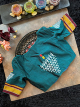 Teal Khun embroidered Blouse 36