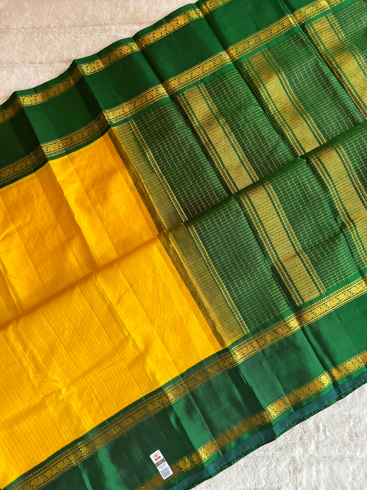 Yellow Green Kanchipuram Korvai Vairosi Pure Silk