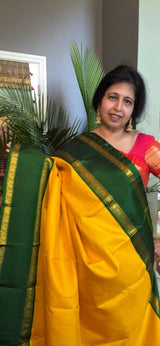 Yellow Green Kanchipuram Korvai Vairosi Pure Silk