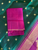 Green Korvai Borderless With Wine Killi Motif Kanchipuram Pure Silk