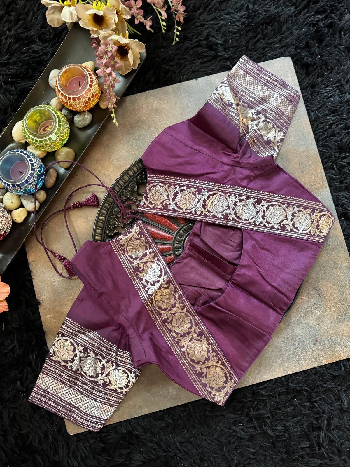 Turquoise Plum Silver Zari Gadwal Pure Silk