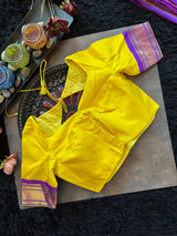Yellow Purple Maharani Paithani Handloom Pure Silk