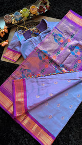 Lavender Purple Maharani Paithani Handloom Pure Silk