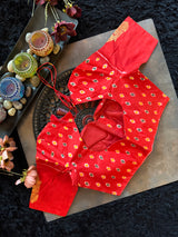 Red Ikkat Kanchi Fusion Pure Silk Handloom