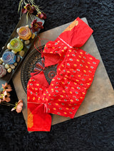 Red Ikkat Kanchi Fusion Pure Silk Handloom