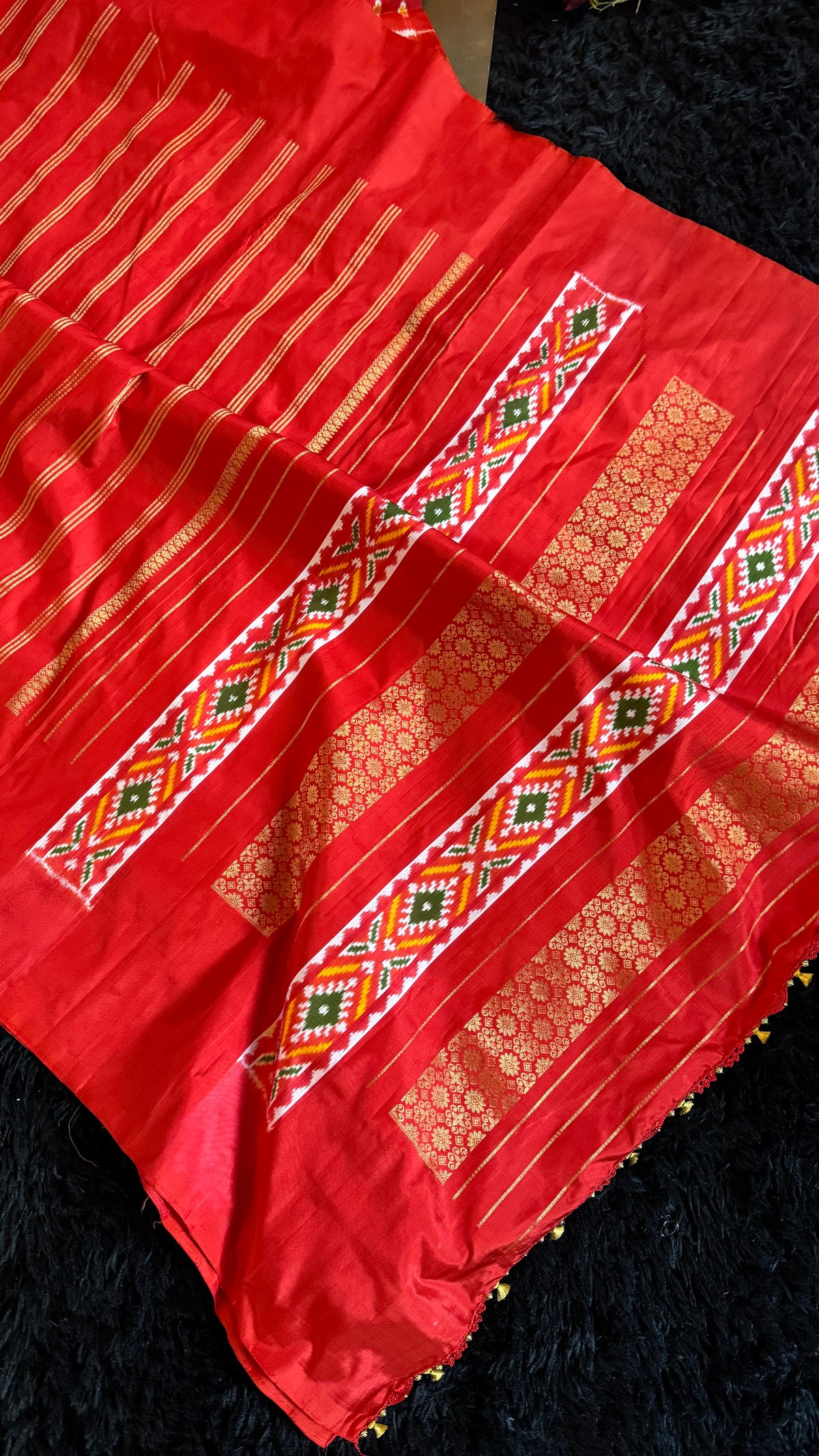 Red Ikkat Kanchi Fusion Pure Silk Handloom