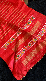 Red Ikkat Kanchi Fusion Pure Silk Handloom