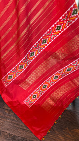 Red Ikkat Kanchi Fusion Pure Silk Handloom
