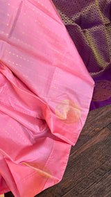 Pink Korvai Kanchipuram Silk Handloom Pure Silk