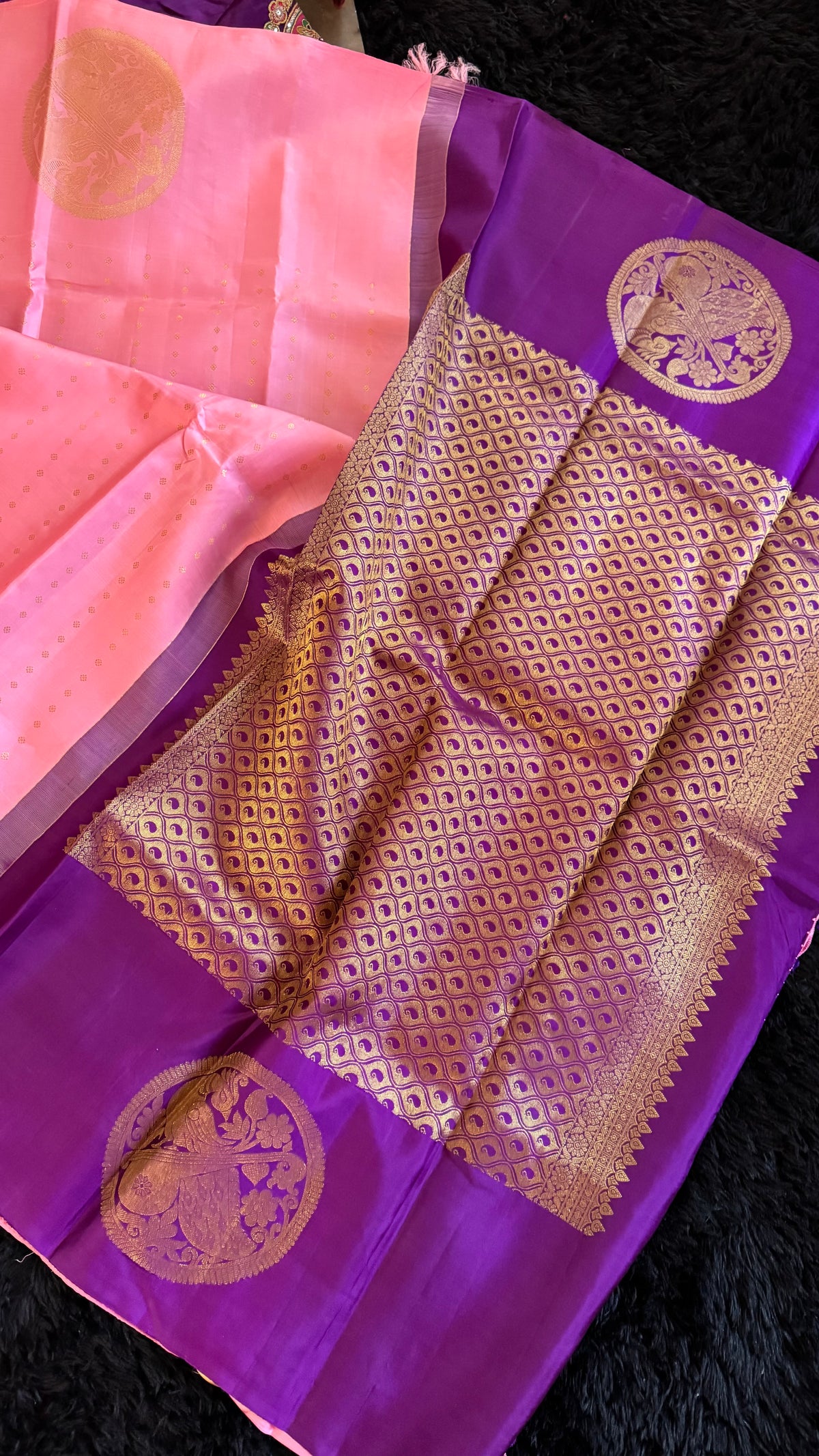 Pink Korvai Kanchipuram Silk Handloom Pure Silk