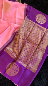 Pink Korvai Kanchipuram Silk Handloom Pure Silk
