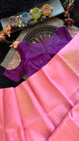 Pink Korvai Kanchipuram Silk Handloom Pure Silk