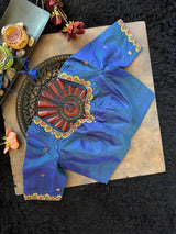 Peacock Blue Maharani Paithani Handloom Pure Silk With Pre-Stitched Blouse