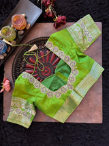 Purple Parrot Green Silver Zari Gadwal Pure Silk