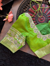 Purple Parrot Green Silver Zari Gadwal Pure Silk