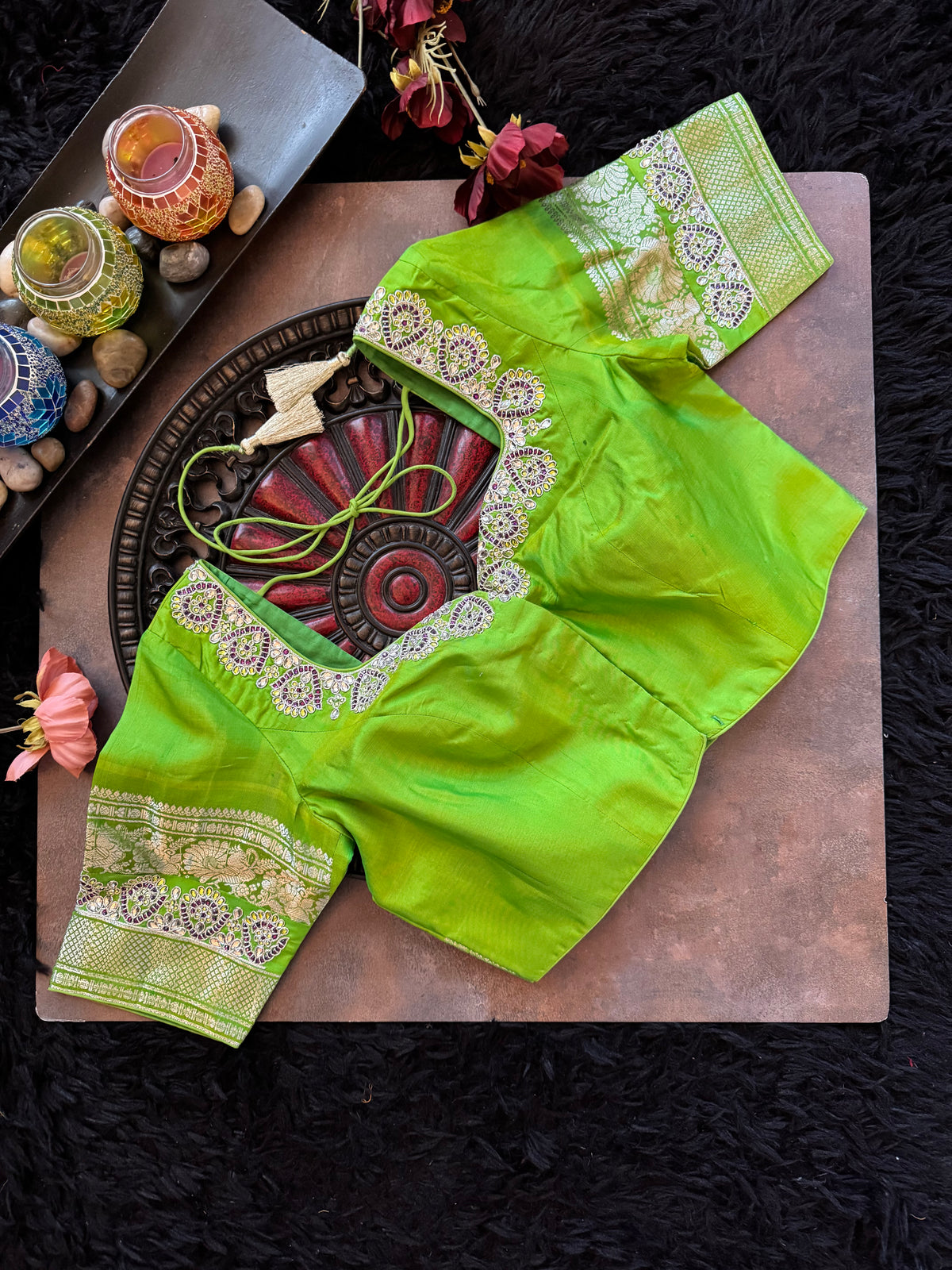 Purple Parrot Green Silver Zari Gadwal Pure Silk