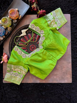 Purple Parrot Green Silver Zari Gadwal Pure Silk