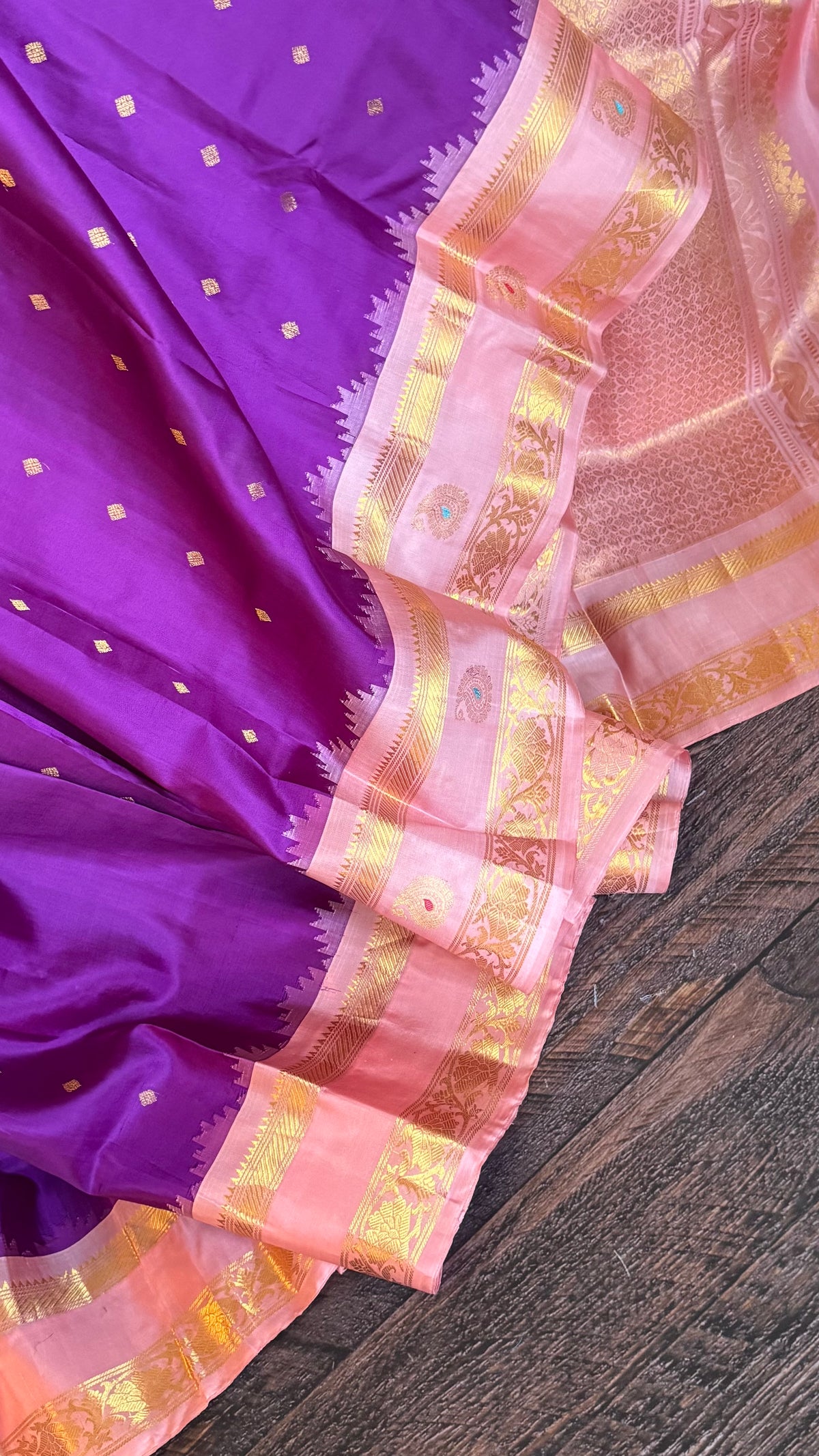 Purple Pink Gadwal Pure SIlk
