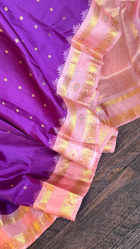Purple Pink Gadwal Pure SIlk