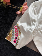 White Gajji Silk embroidered Blouse 38