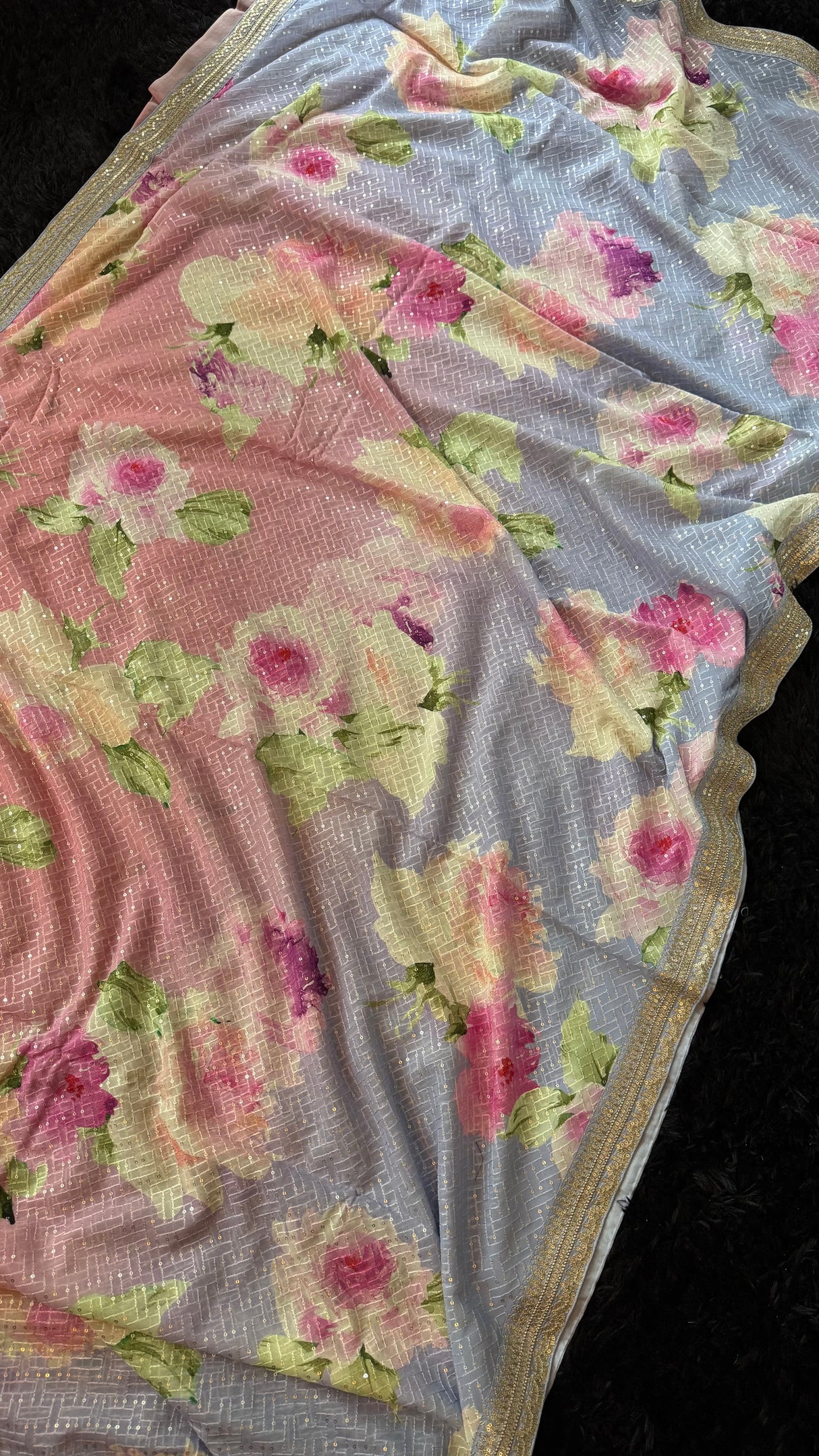 Floral Georgette with Sequins - Lilac shades