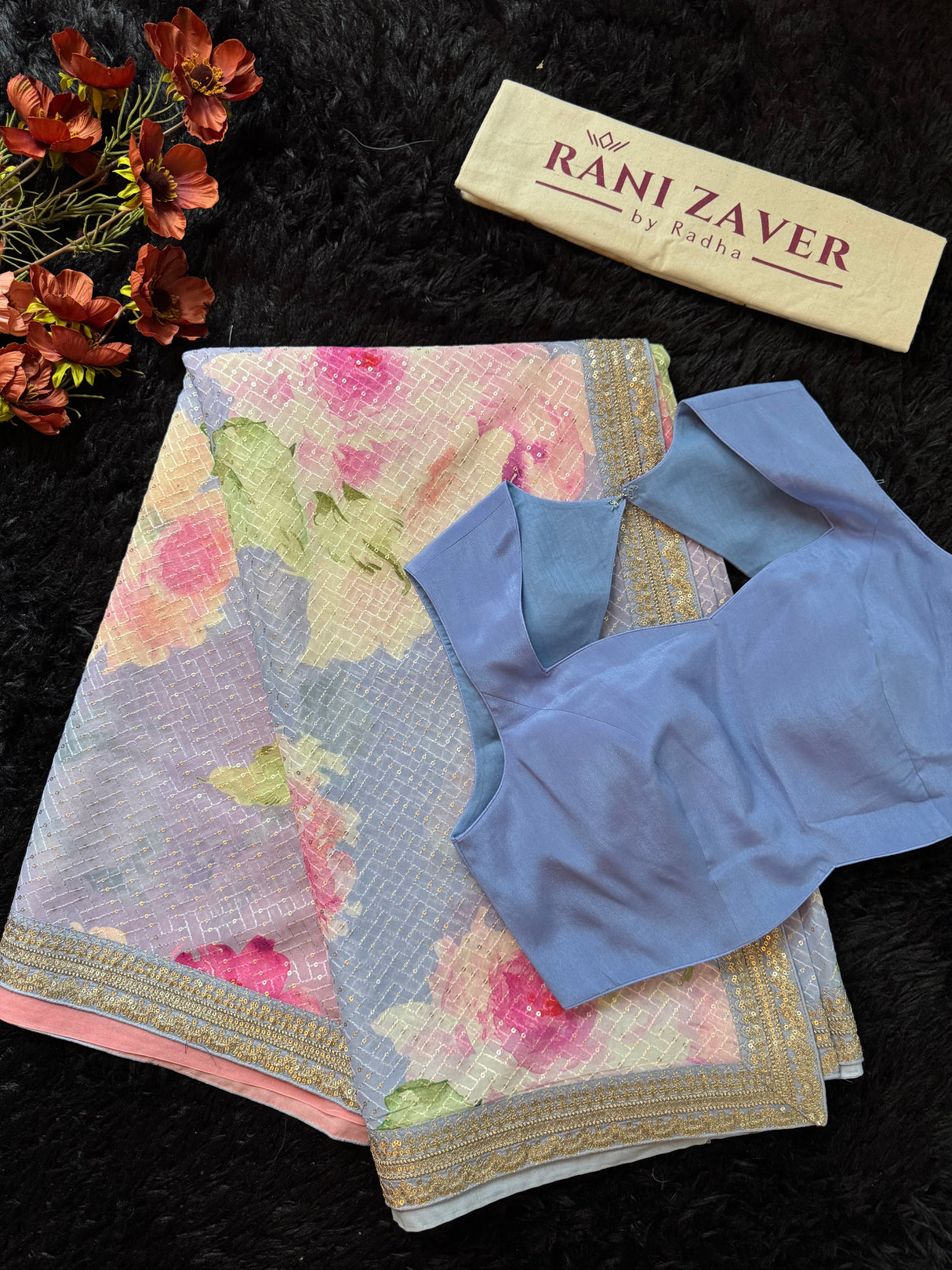 Floral Georgette with Sequins - Lilac shades