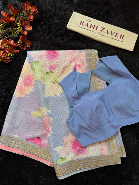 Floral Georgette with Sequins - Lilac shades