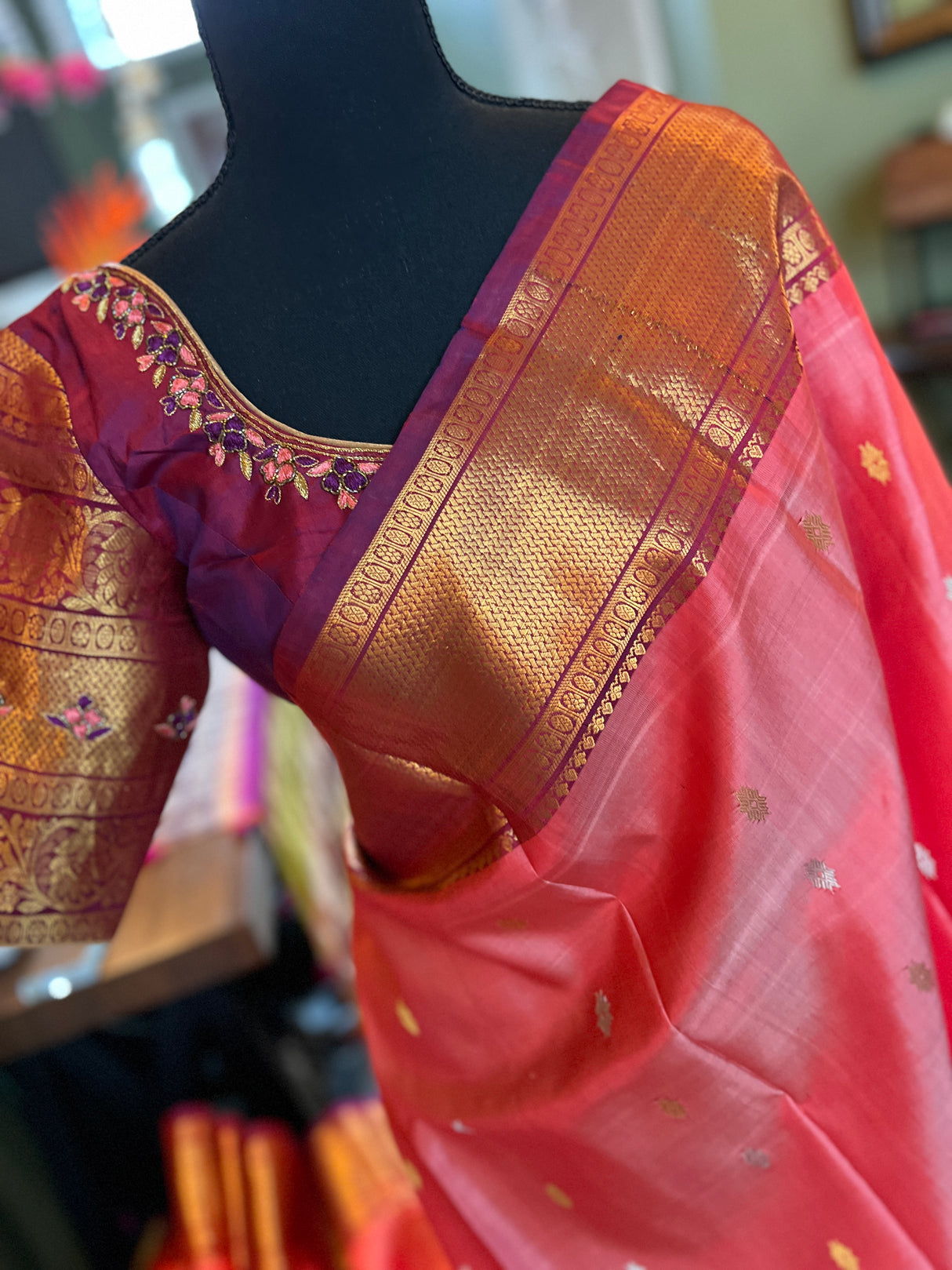 Kanakambaram Wine Gadwal Kanchi Pure Silk