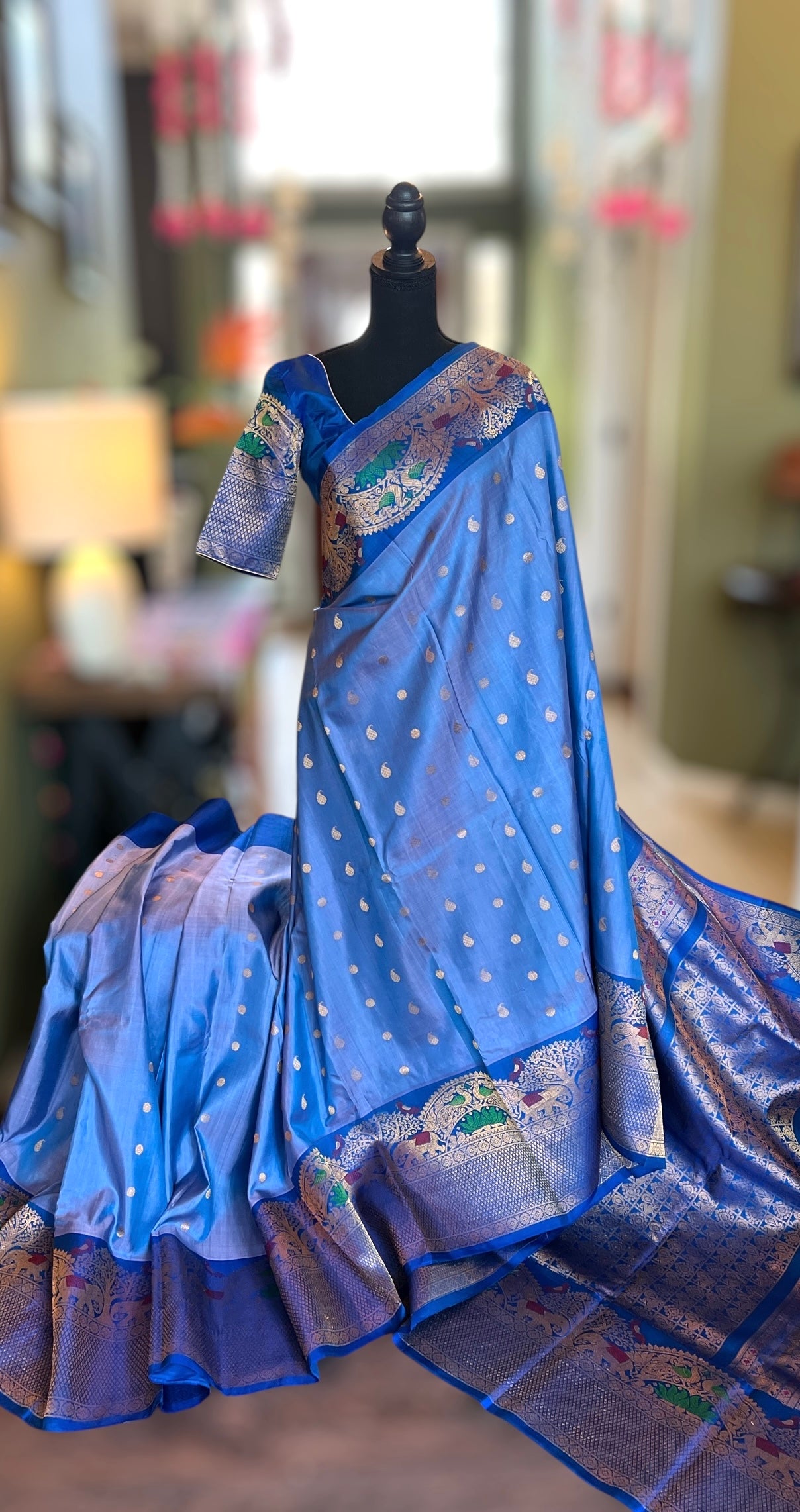 Meenakari Kanchi Gadwal Fusion Handloom Pure Silk