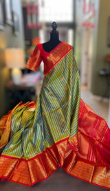 Checks Long Border Kanchi Gadwal Handloom Pure Silk