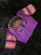 Yeola Paithani Naarali Border Asavalli Pallu Handloom Pure Silk with Pre-Stitched Blouse