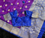 Banarasi Katan Silk Kaduwa Motifs With Pre-Stitched Blouse