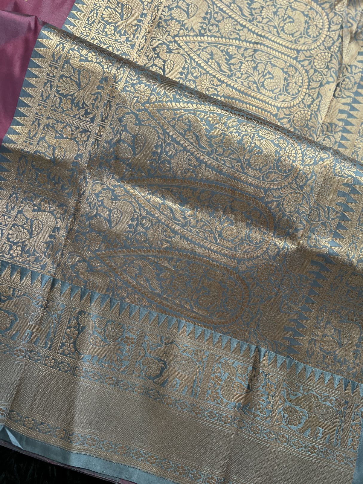 Banaras Katan Silk Kaduwa Motifs Shikargah with Pre-Stitched Blouse