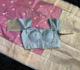 Banaras Katan Silk Kaduwa Motifs Shikargah with Pre-Stitched Blouse