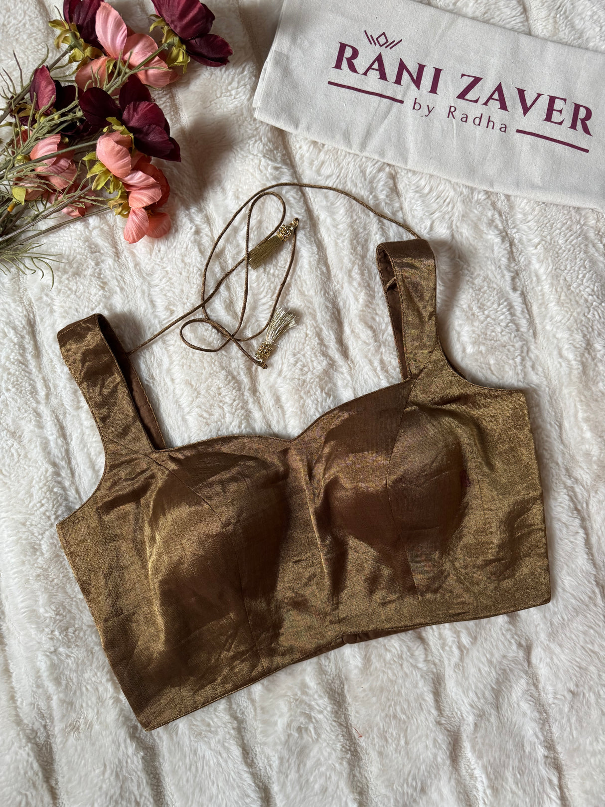 Antique Brass Gold Tissue  Blouse 34