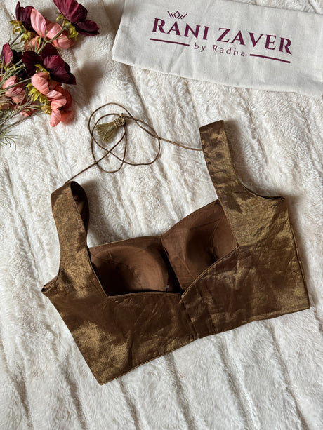 Antique Brass Gold Tissue  Blouse 34